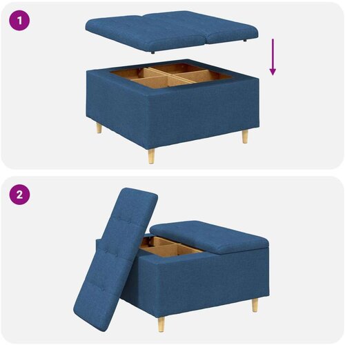  Stolica s dugmadi s jastukom Plava 80 x 80 x 45 cm tkanina Slike