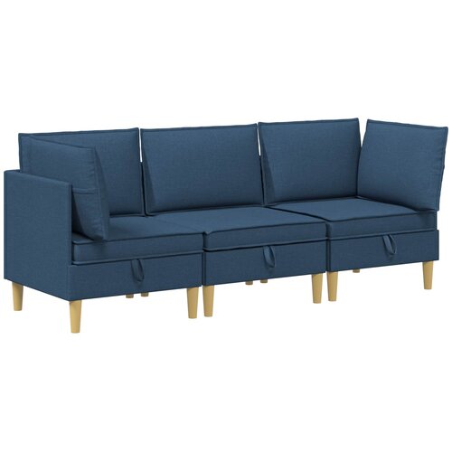  Set namje&amp;scaron;taja za dnevni boravak s jastukom 3 pcs Plava Tkanina Slike