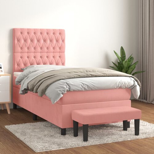 The Living Store Box spring postelja z vzmetnico roza 80x200 cm žamet - Box Spring Postelja, (21491289) Slike