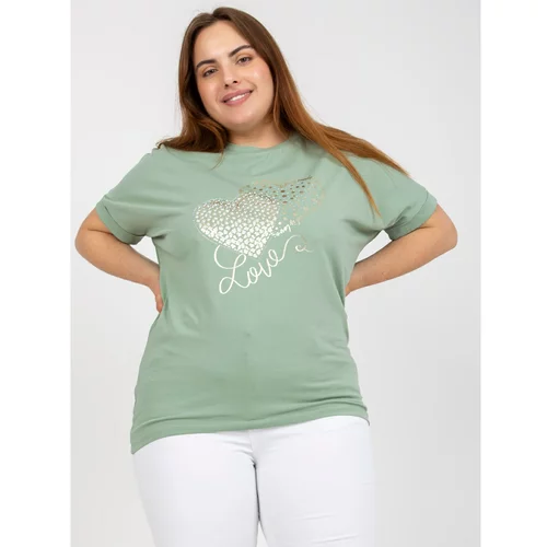 Fashion Hunters Pistachio cotton women's plus size printed t-shirt