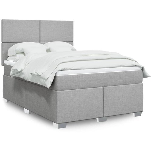 VidaXL Box spring postelja z vzmetnico svetlo siva 140x200 cm blago Slike