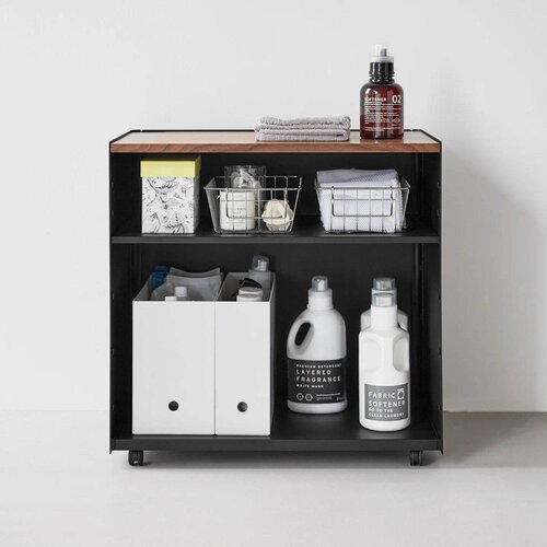 YAMAZAKI Crni metalni regal na kotačima 60x59x35 cm Tower &amp;ndash; Slike
