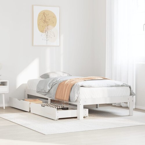 VidaXL Okvir kreveta s ladicama bez madraca bijeli 75x190 cm Slike