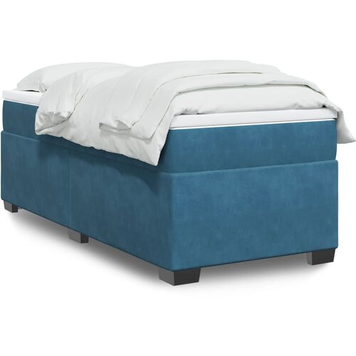 vidaXL Box spring postelja z vzmetnico temno moder 90x190 cm žamet Cene