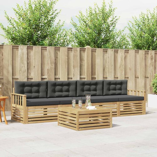  Set vanjskih sofa 5 kom. Bijela i antracit Čvrsto drvo akacije Slike