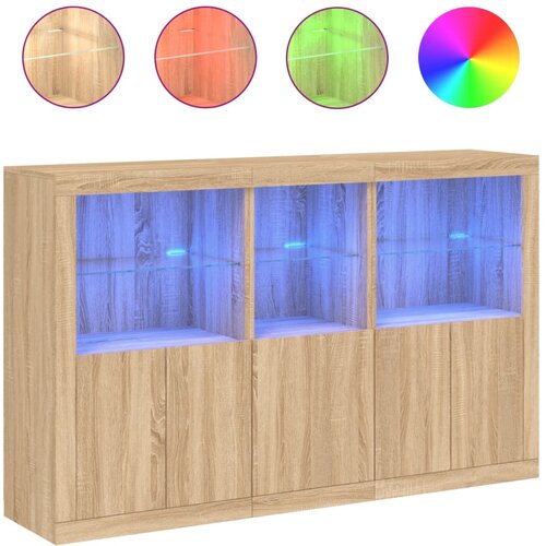 Maison Chic Komoda - Predalnik z LED lučkami sonoma hrast 162x37x100 cm, (21718951) Slike