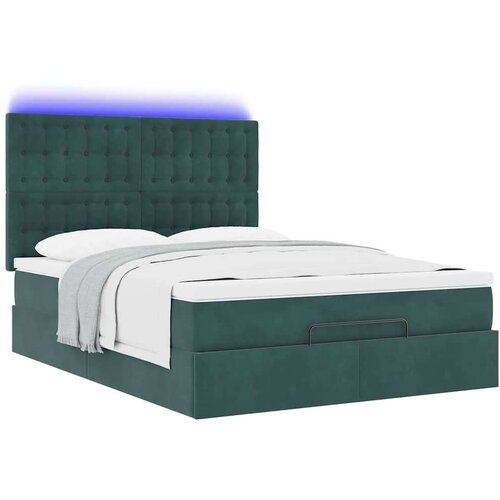  Otomanski krevet s madracima&amp;amp;amp LED tamnozeleni 140x200cm bar&amp;scaron;un Slike