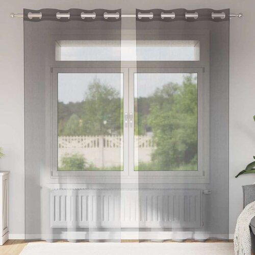 VidaXL Voile zavjese s u&amp;scaron;icama 2 kom tamnosive 140x225 cm Slike