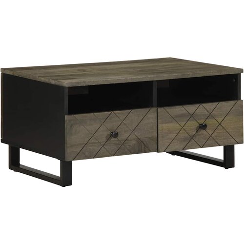 vidaXL Klubska mizica črna 80x54x40 cm trden mangov les Cene