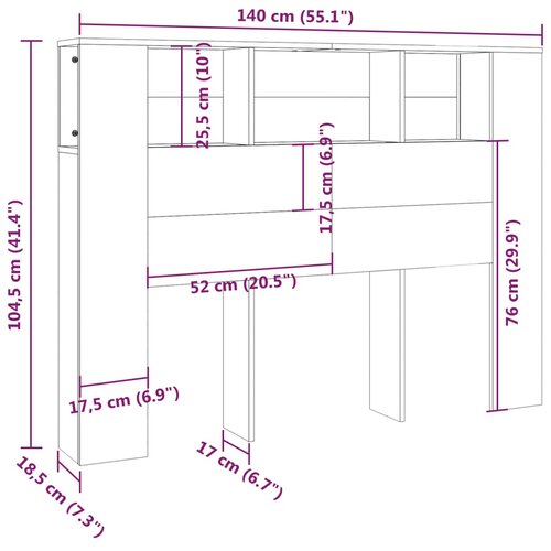  Uzglavlje s ormarićem siva boja betona 140 x 18,5 x 104,5 cm Slike