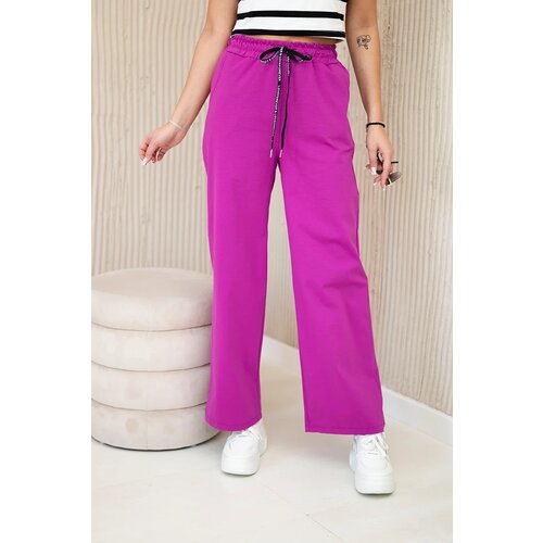 Kesi Włoski Punto pants with wide legs dark purple Cene