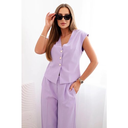 Kesi Włoski Women&amp;#039;s set with a vest and wide-leg pants light purple Slike