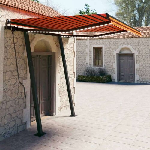  Ročno zložljiva tenda z LED lučkami 3,5x2,5 m oranžna in rjava, (20729099) Cene