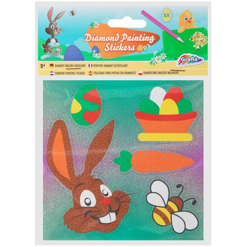 4M toys Grafix: Velikonočna nalepka za slikanje z diamanti, paket s 5 kosi, v dveh različicah, 1 kos Slike