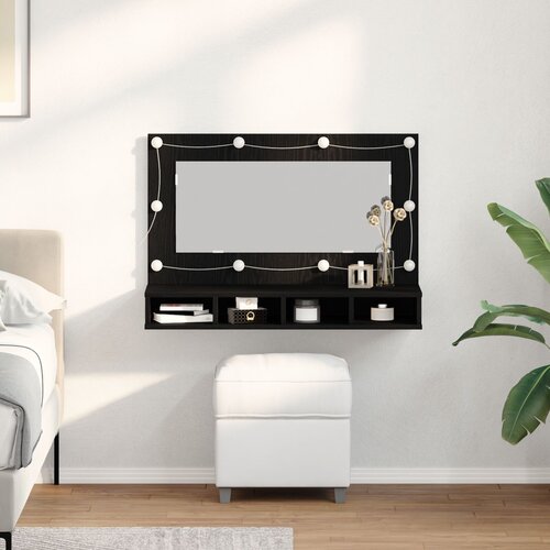vidaXL LED ogledalo omara v črnem hrastu - 90x31.5x62 cm, (22040449) Cene