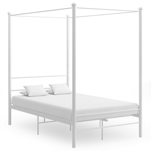  Okvir za krevet s nadstrešnicom bijeli metalni 140 x 200 cm Cene