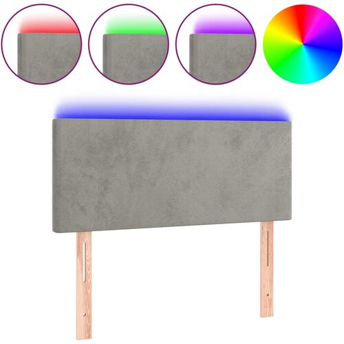 Maison Chic led posteljno vzglavje - vzglavna omarica - nočna omarica svetlo sivo 100x5x78/88 cm žamet, (21709108) Slike