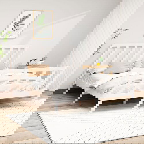 Furnova Posteljni okvir brez vzmetnice bel 160x200 cm trdna borovina, (21934411) Slike