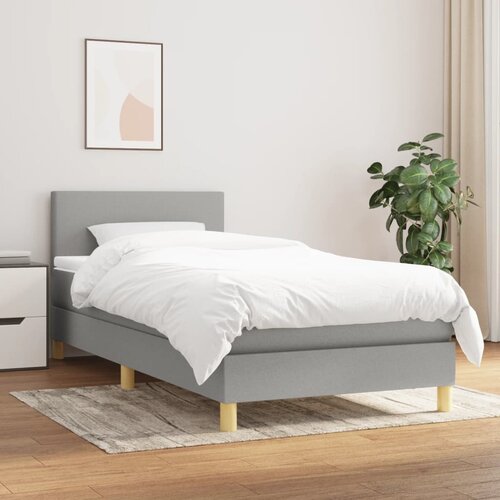 vidaXL Box spring postelja z vzmetnico svetlo siva 90x190 cm blago Cene