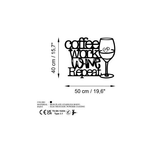 Opviq zidna dekoracija Coffee Repeat, 50x40 cm, 1.5 mm, Crna Slike