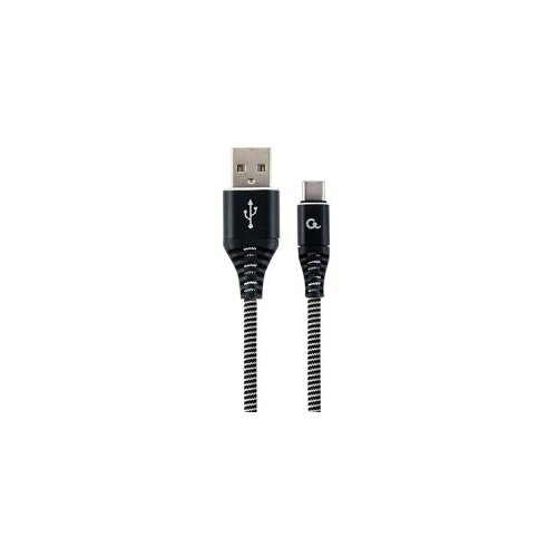  USB 2.0 kabl Premium cotton braided Type-C USB charging and data cable, 2m, black/white, GEMBIRD CC-USB2B-AMCM-2M-BW Cijene