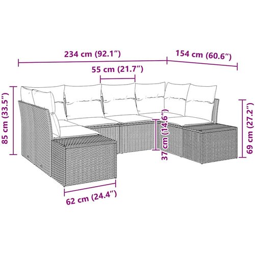  Sjedeća garnitura za vrt 6 kom. Crna poliratan 234 x 154 x 69 cm Slike