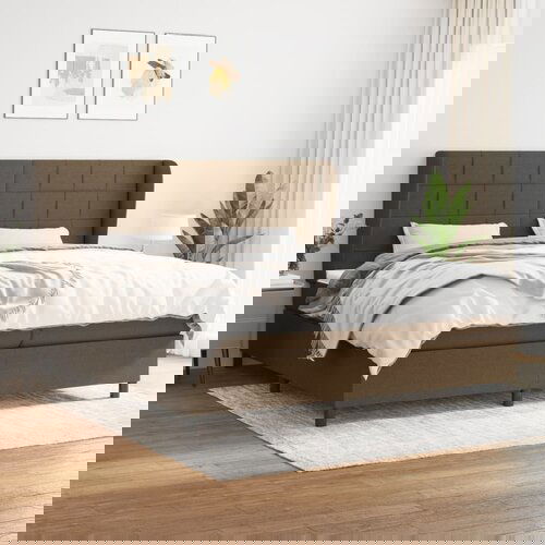  The Living Store Box spring postelja z vzmetnico temno rjav 200x200 cm blago - Box Spring Postelja, (21496813) Cene