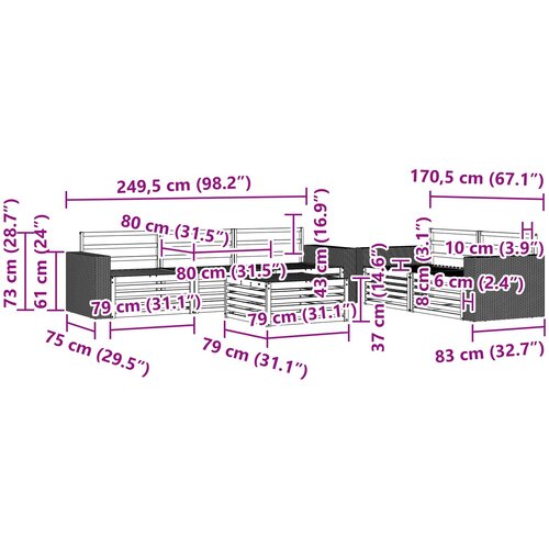  Set vanjskih sofa 6 kom. Prirodna Čvrsto drvo akacije Smeđa Slike