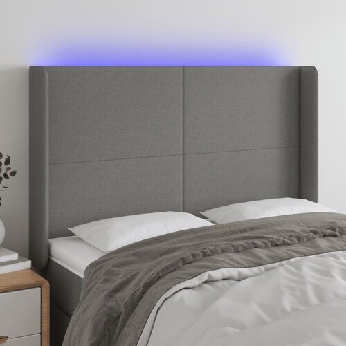 vidaXL LED uzglavlje tamnosivo 147 x 16 x 118/128 cm od tkanine Cijene