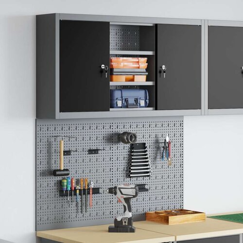  3-delni orodjar in set pegboard na steni, črn kovin, (22048528) Slike