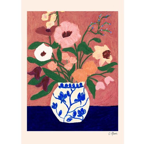 The Poster Club Plakat 30x40 cm Flowers on Blue Table &amp;ndash; Slike