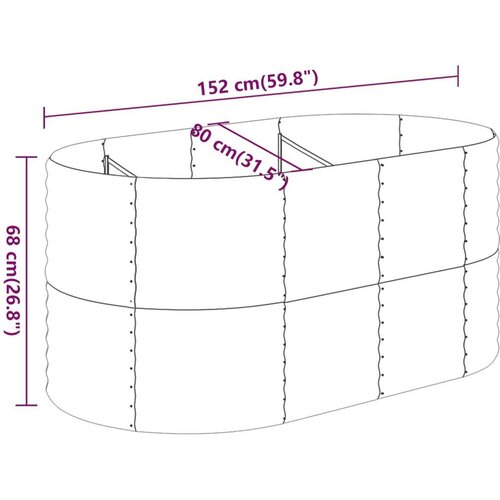 vidaXL visoka greda iz pra&scaron;no premazanega jekla 152x80x68 cm rjava Cene