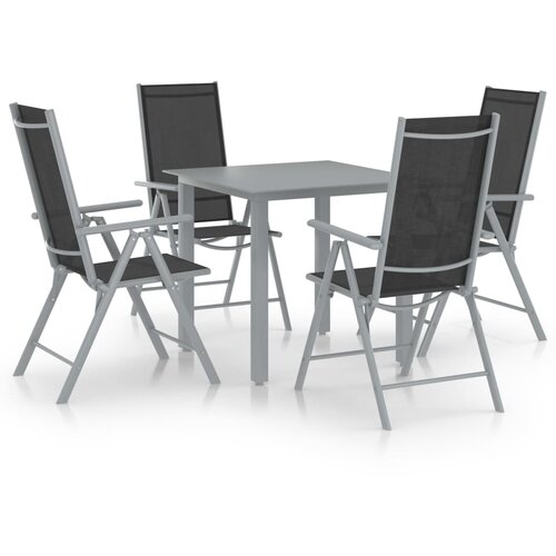  5-dijelni vrtni blagovaonski set aluminijski srebrno-crni Cijene