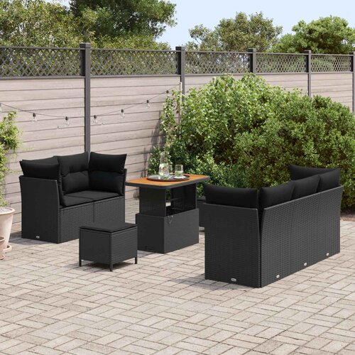  Sjedeća garnitura za vrt 8 kom. Crna poliratan 90 x 55 x 71 cm Slike
