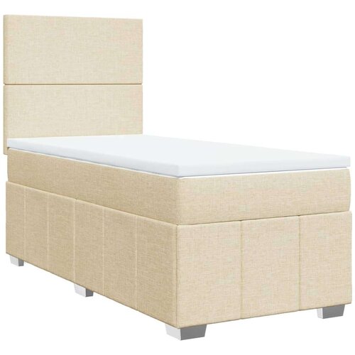 VidaXL Krevet s oprugama i madracem krem 90 x 200 cm od tkanine Slike