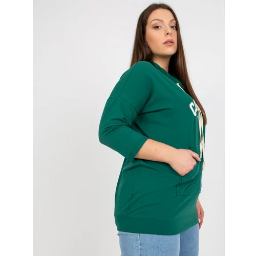 Fashion Hunters Dark green plus size blouse in a sporty style