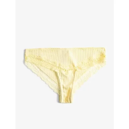 Koton Women's Lingerie Lace Panties Brief Textured 3slk30028mk Yellow