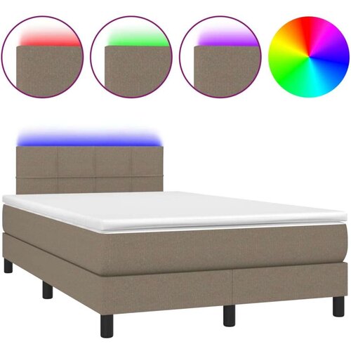 Krevet s oprugama i madracem LED smeđesivi 120x190cm od tkanine Slike