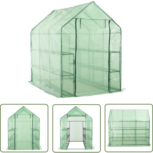  The Living Store Rastlinjak z vhodom in 12 policami jeklo 143x214x196 cm - Rastlinjak, (21745027) Cene