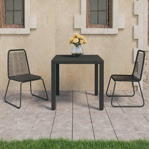  3-dijelni vrtni blagovaonski set od PVC ratana crni Crna Dužina stola 79 cm Cene