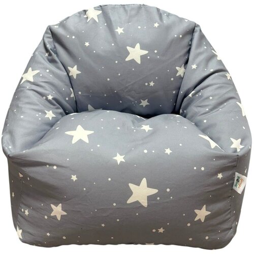 Ginger Home Детски Пуф Кресло Little Stars, 100% Памук, Сив Барбарон Със Звезди, 55x44x55 см Cijene