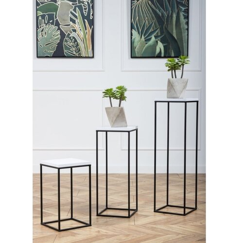 Stalak za cveće BASICLOFT 60x24 crna/bela Slike
