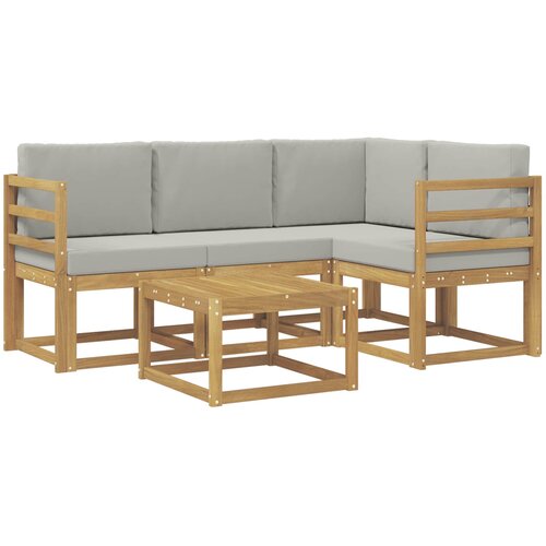  Set vanjskih sofa 5 kom. Bijela i svjetlosiva Poliester Slike