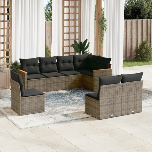 VidaXL 8-dijelni set vrtnih sofa od poliratana s jastucima sivi Slike