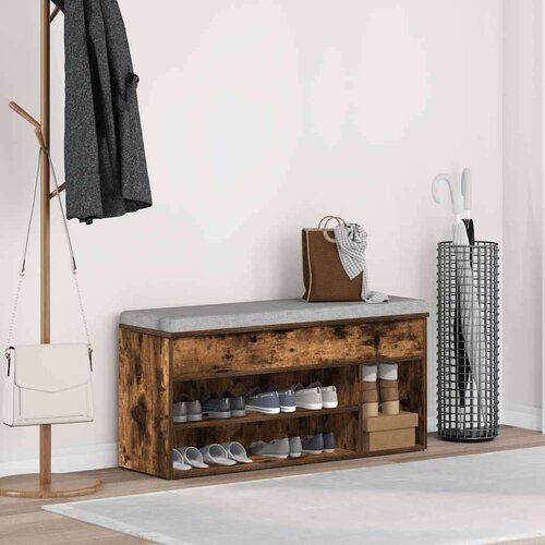  Klupa za cipele boja dimljenog hrasta 102x30 5x45 cm drvena Slike