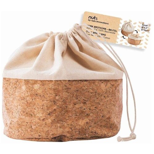 BEES_WAX BEES WAX ko&amp;scaron;ara, vrečka za kruh Nut 16xh18,5cm, krem, bombaž, pluta Slike