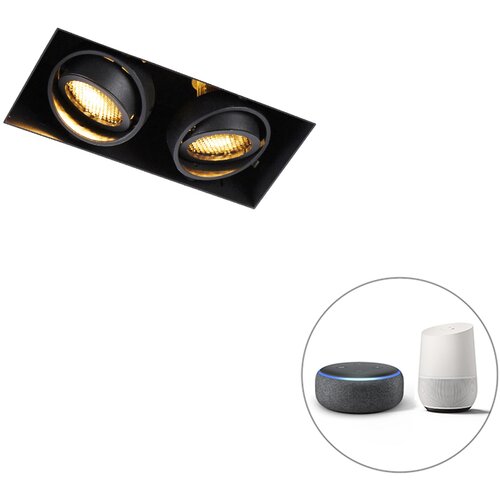 QAZQA Pametni vgradni reflektor črni Trimless 2 luči, vključno z Wifi GU10 - Oneon Honey Cene
