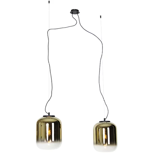 QAZQA Design viseča svetilka črna z zlatim steklom 2-luč - Bliss