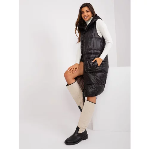 Fashion Hunters Black long vest with hood SUBLEVEL