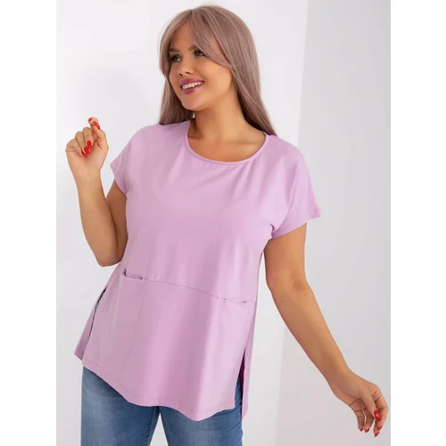 Fashion Hunters Light purple plus size blouse with pockets